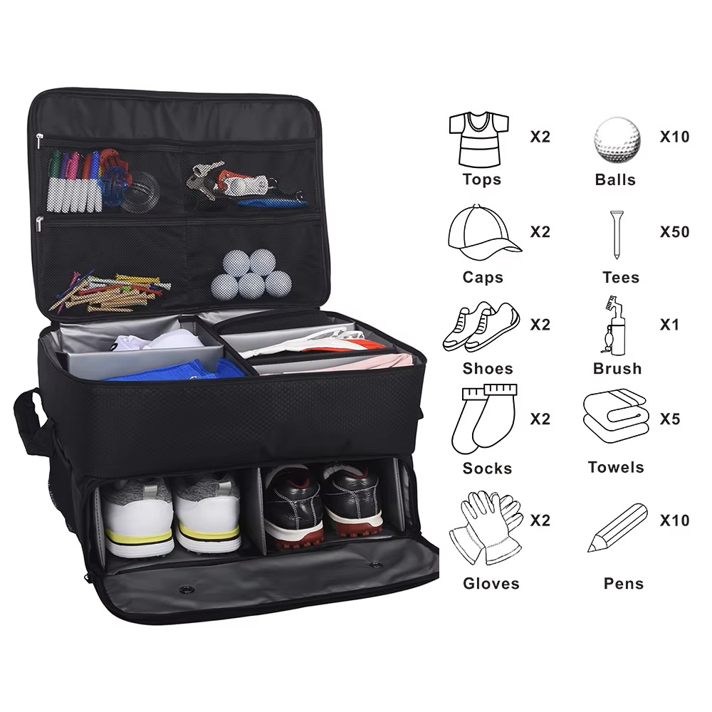 Travel Organizer Men - Golf Trunk Organizer Oxford Shoe Compartment