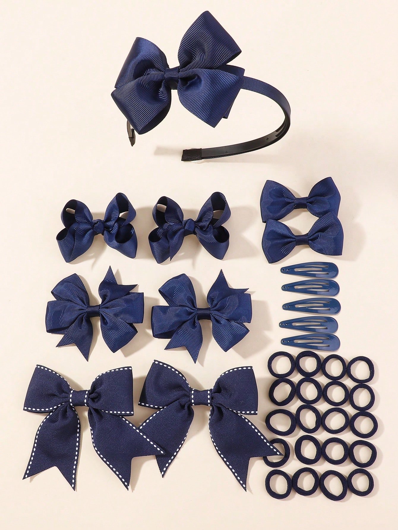 Tie Clip Set - 34Pcs/Set New Fashion Layered Hairbands Ribbon