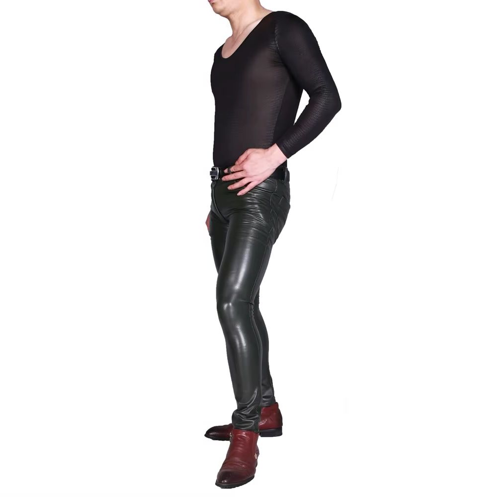 Mens Punk PU Faux Leather Trou - đánh giá và giá Men'S Accessories For Jeans