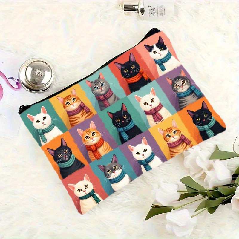 Cute Cat Print Makeup Bag, Zip - đánh giá và giá Travel Organizer Men